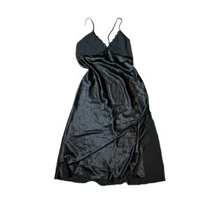 Black slip midi dress